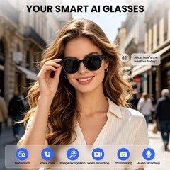 AI Smart Glasses – Polarized Sunglasses, 290mAh Battery, Bluetooth Calling, H…