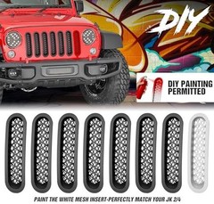 Grill Inserts Black, Front Mesh Grille Cover Compatible with 2007-2018 Jeep JK