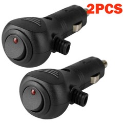 2Pcs 12V DC Car Cigarette Lighter Cable Adapter Plug with LED On/Off Switch