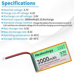 2x 3.7v 3000mah Lipo Battery Ph2.0 With Charger For Electronic Meshtastic Device