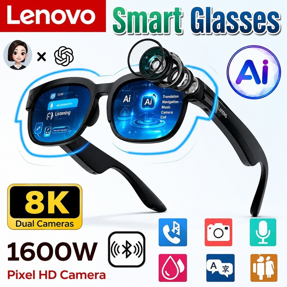Lenovo New AI Smart Glasses 2026 Translation Bluetooth Conversation Recording