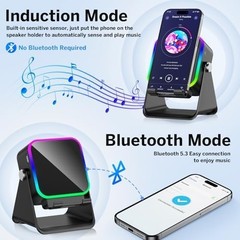 Wireless Induction 5-in-1 Bluetooth Speaker, Cell Phone Stand with Stereo Sound