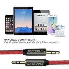 Aux Cable 3.5mm Male to Male Auxiliary Audio Nylon Braided Cord for Car PC Phone