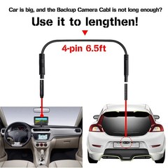Extension Cord Dash Cam Backup Camera Rear View Recorder Cable 4 Pin 3 or 6.5Ft