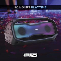 Altec Lansing Black Waterproof Bluetooth Speakers with 20 Hours Battery Life