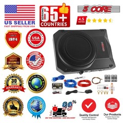 5Core 10″ 800 Watt Slim Under-Seat Powered Car/Truck Subwoofer Sub+Amp Kit