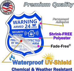 12 Pack Security & Alarm Window Stickers UV Fade Resistant Waterproof Decals