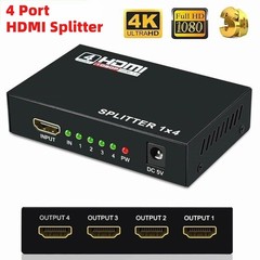 HDMI Splitter 1 In 4 Out 4K UHD HD 1080P 4-Port Repeater Splitter Amplifier 1×4