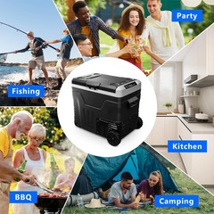 12V Car Refrigerator Electric Cooler DC/AC, -4℉~68℉, Freezer Cooler with Wheels