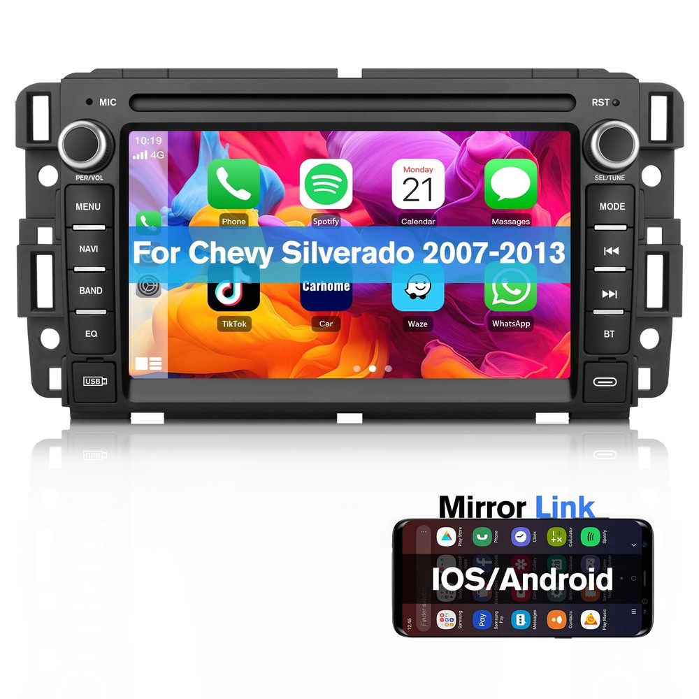 AWESAFE Android Car Stereo for Chevy Silverado 2007-2013, GPS, Bluetooth, CarPla