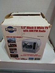 World 5.5″ Black/White Portable Mini TV AM/FM Radio 813 White AC/Car Adapter