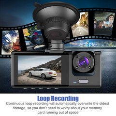 3 Lens Dash Cam Front Cabin Rear 1080P Night Vision, Parking Monitor, G-Sensor