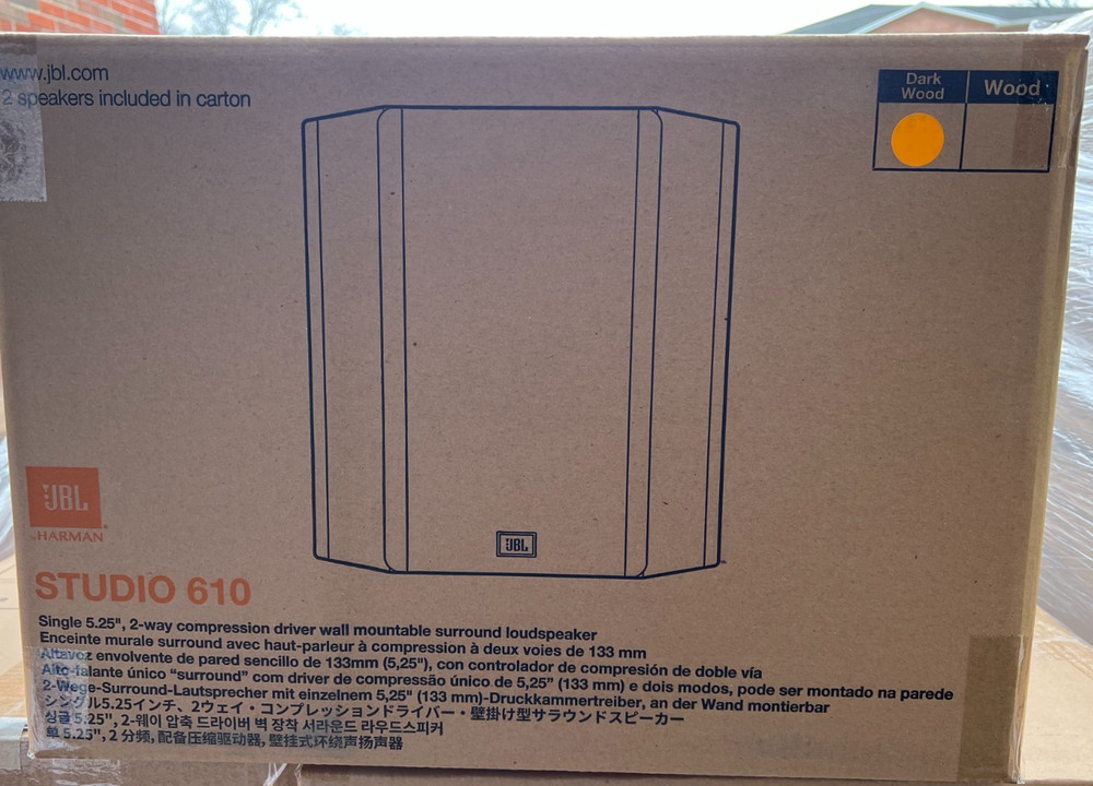 JBL Studio 610 5.25″ 2-way Wall Mountable Surround Loudspeaker Dark Wood (Pair)