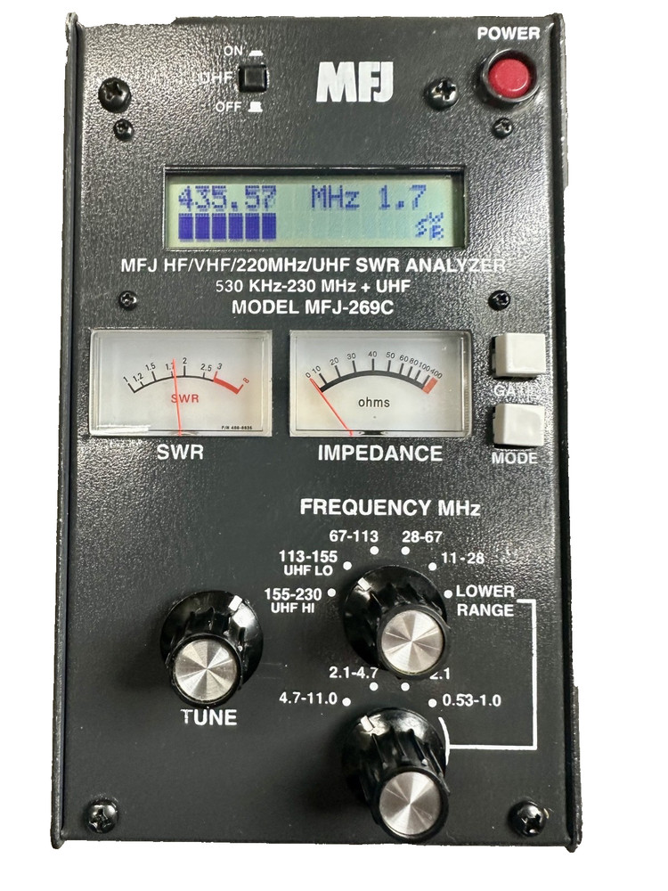 MFJ-269C Antenna Analyzer HF/VHF/UHF w/Soft-Side Case, AC Power Cord, and Manual