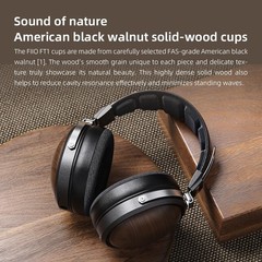 FiiO FT1 32Ω Large Dynamic Driver Headphones with Solid Wood Cups (Black)