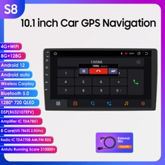 8+128GB Octa Core 10.1″ Android 12 Car Radio Stereo Navi GPS DSP WIFI/4G CarPlay