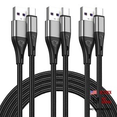 USB to USB C Cable,3Pack Premium Nylon Braided Fast Charging,3A Rapid 10ft Grey