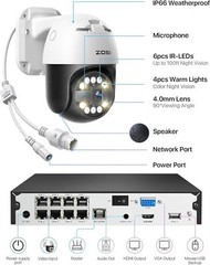 ZOSI 4K 8CH 8MP PoE Security Camera System with Smart Face/Person/Vehicle Detect