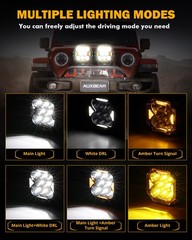 AUXBEAM 4″ LED Driving Light Pods w/ DRL Turn Signal Offroad Cube Ditch Lights
