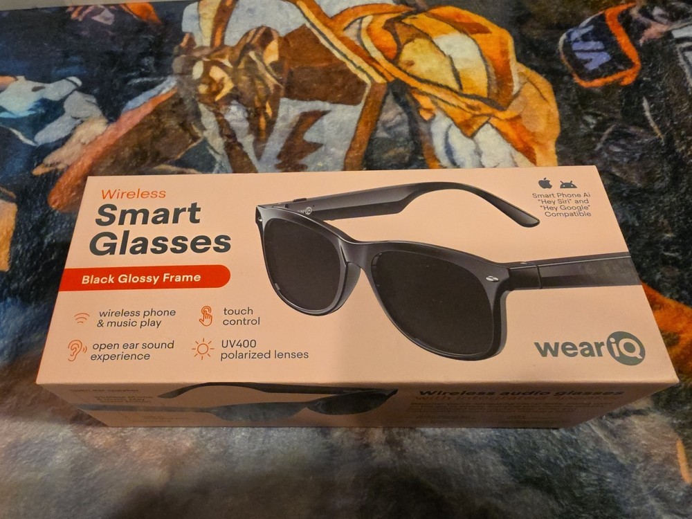 Wear iQ Wireless Smart Glasses Bluetooth, Polarized Lenses, Black Matte Frame