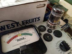 Sylvania 6080 Vacuum Tube, Triple Mica, Ceramic Base code DA EBC Tests GOOD USA