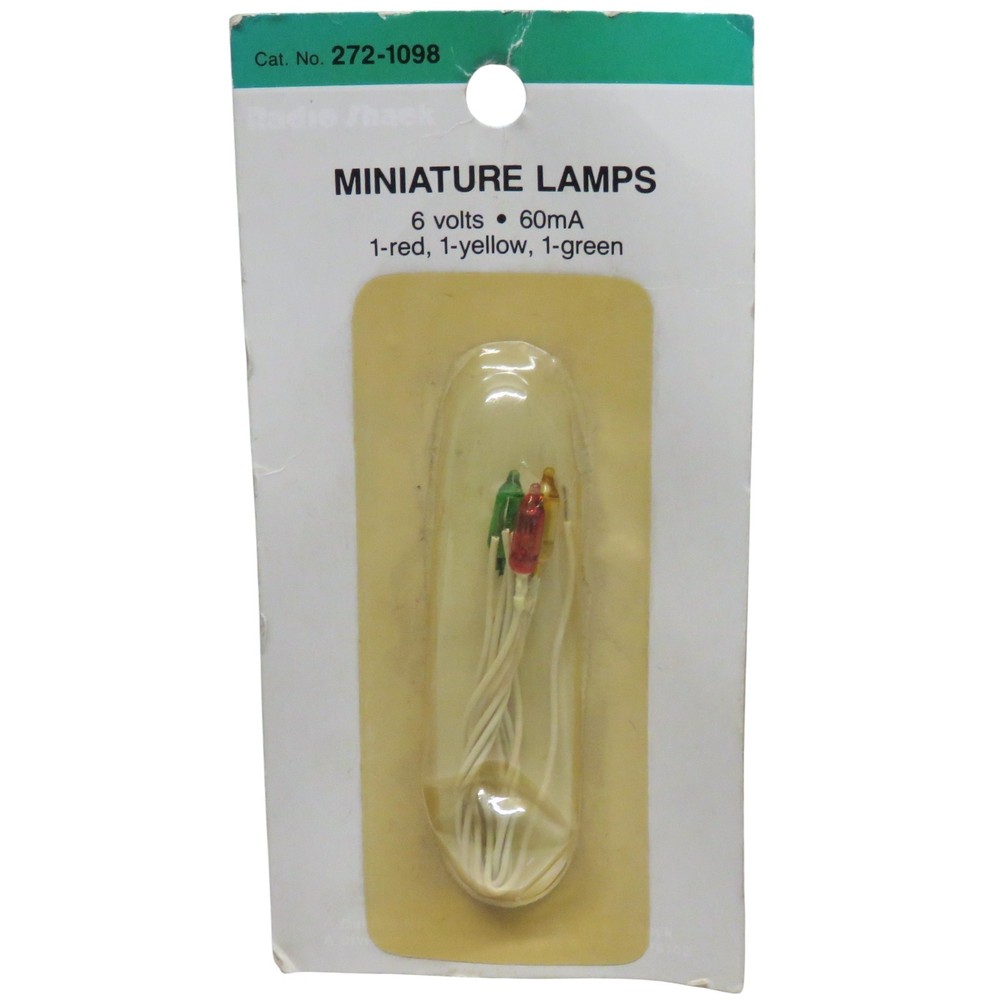 Vintage Radio Shack Archer Miniature Lamps 6 Volts 60mA Red, Yellow, & Green