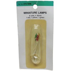 Vintage Radio Shack Archer Miniature Lamps 6 Volts 60mA Red, Yellow, & Green