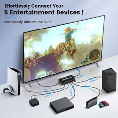 5 in 1 out HDMI Switch 4K 60Hz HDMI 2.0 Switcher For PS3/PS4/PS5, for Xbox 360