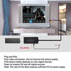 HDMI to AV RCA Composite Converter, 1080P Support for Roku Fire Stick PS4 Xbox C