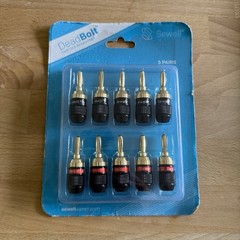 Sewell Deadbolt Fast Lock Banana Plugs 5 Pairs Gold Plated Speaker Connects New