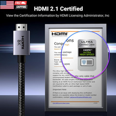 8K HDMI 2.1 Cable 48Gbps 6.6FT, Certified Ultra High Speed HDMI Cord Aluminum, 4