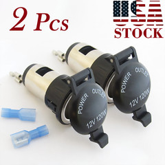 2pcs 12V 120W Car Cigarette Lighter Power Outlet Socket with Waterproof Cover US