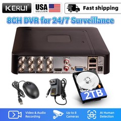 H.265+ Hybrid 5 IN 1 8CH DVR 1080P Security Recorder Built-in 2TB Hard Disk