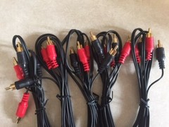 5 Cables of 6ft Dual Stereo Audio Patch Cord 2 RCA Males/Plugs Silver, 6 Feet