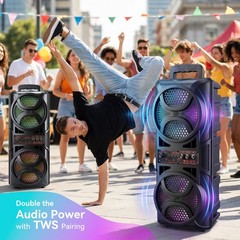 Portable Bluetooth Speaker Sub 3000W woofer Heavy Bass Sound System Party+Remote