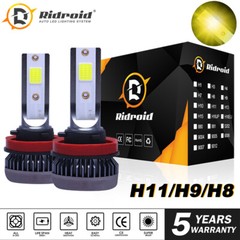 2X H11 Mini Ultra-light Yellow 3000K COB LED Headlight High Low Beam Fog Bulbs