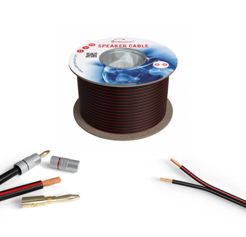 250ft Speaker Cable 18AWG CL3 Rated Bulk In Wall Audio Wire 18/2 Gauge Black