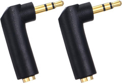 2 PCS 90° 3.5mm Male to Female Audio Adapter, Gold-Plated TRS Right Angle AUX Co