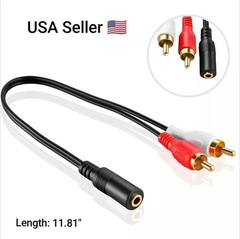 3.5mm Female to 2 RCA Male Audio Adapter Cable Stereo AUX Y Splitter