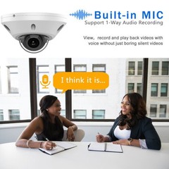Vikylin 4K 8MP IR POE 2 Way Audio Mini Dome CCTV Security IP Camera Outdoor IP67