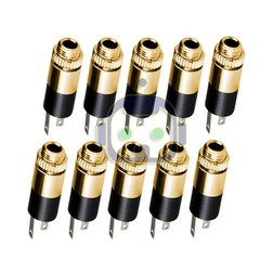 5 Pack HQ Gold Plated 3.5mm Stereo Female Audio Jack Connector Panel Mount