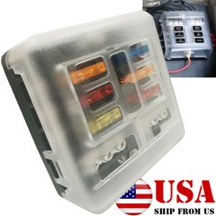 6-Way 12V/32V Auto Car Marine Power Distribution Blade Fuse Holder Box Block