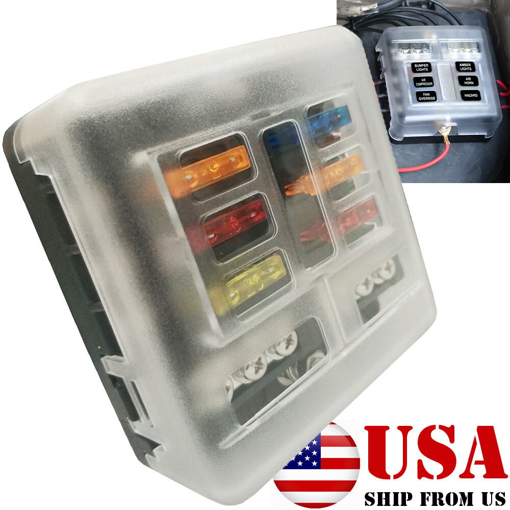 6-Way 12V/32V Auto Marine Car Power Distribution Blade Fuse Holder Box Block