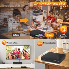 DVD Player, HDMI Region Free Players for Smart TV, 1080P Upscaling, Black