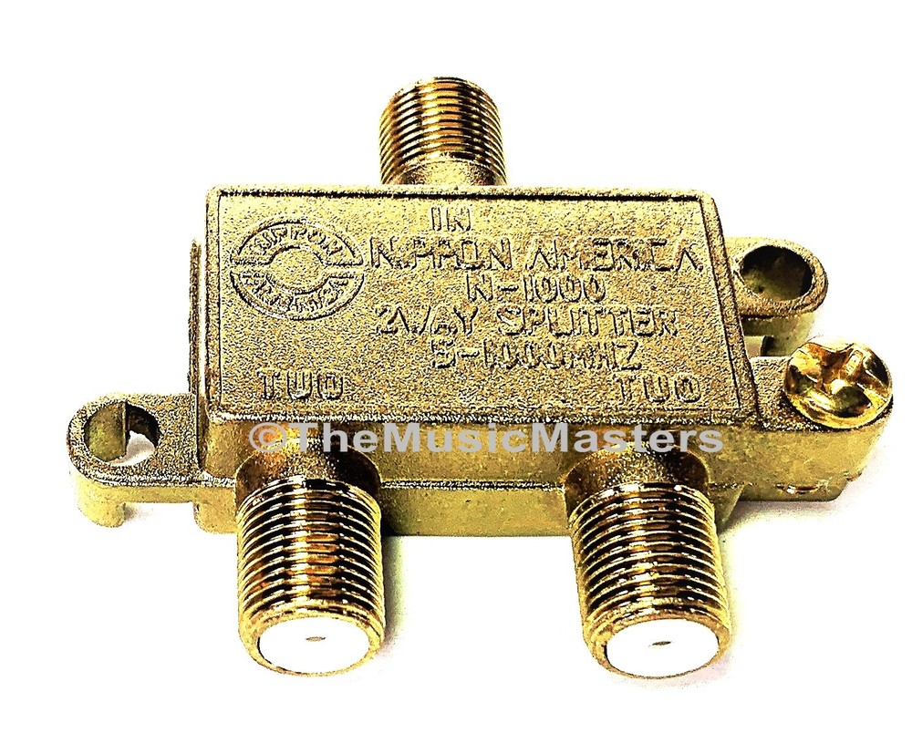 2-Way Coaxial CABLE SPLITTER Digital HDTV Satellite Wire F Type 1-2 Coax Adapter