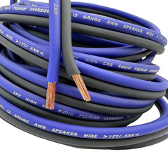 50′ feet OFC 12 Gauge AWG BLUE/BLACK Oxygen Free Speaker Wire Car Home Audio
