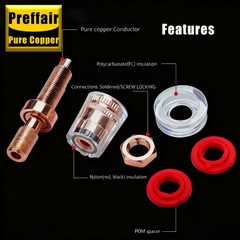 4PCS/Lot Pure Copper Binding Post Speaker Amplifier Female for Banana Terminal