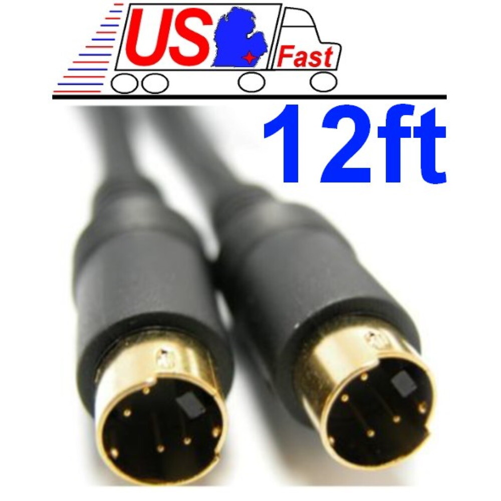 12ft SVHS,S-Video,Super VHS,YC,Y C,Male-M DVD/HDTV/PC TV out Cable {GOLD Plated