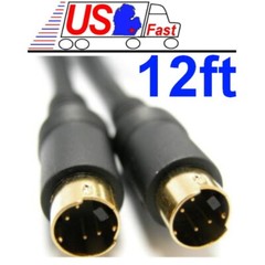 12ft SVHS,S-Video,Super VHS,YC,Y C,Male-M DVD/HDTV/PC TV out Cable {GOLD Plated