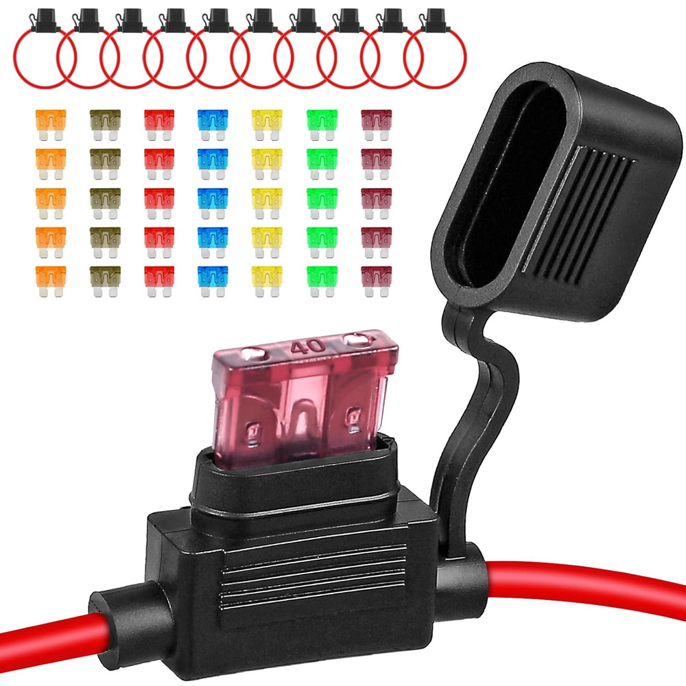 10 Pack Inline Fuse Holder 12V, Professional 12 AWG Waterproof Fuse Holder with